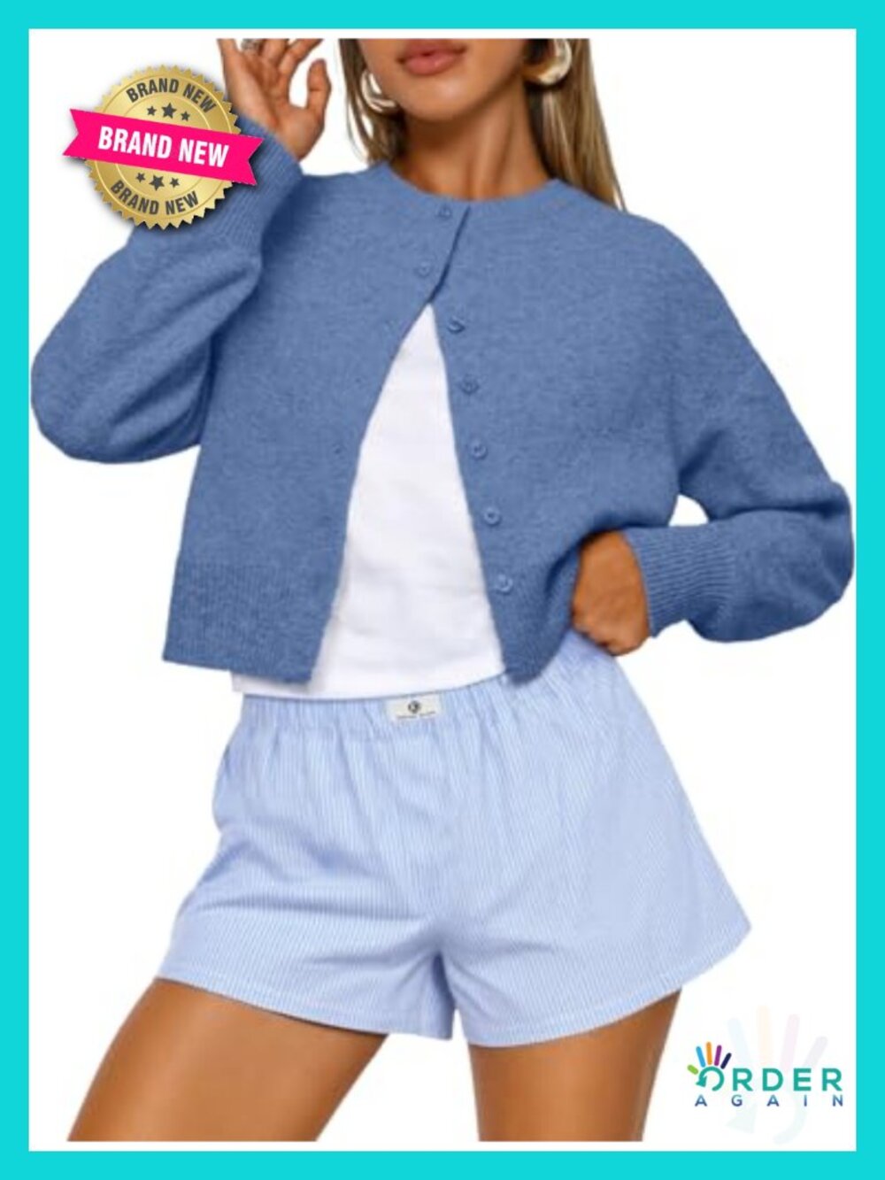 Cropped Cardigan Sweater Soft Knit Button Front Lightweight